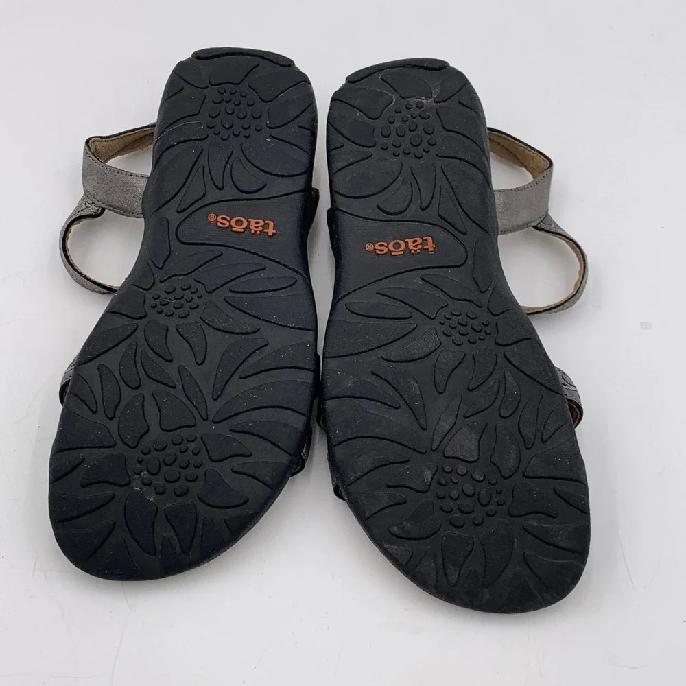 Taos Award Sandal Silver Pewter Leather Studded Women 7 Comfort Arch Support - Picture 8 of 11